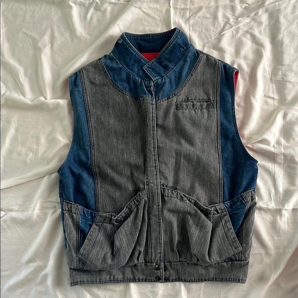 One-of-a-kind denim vest, upcycled denim, handmade, punk vest, men’s M/women’s L